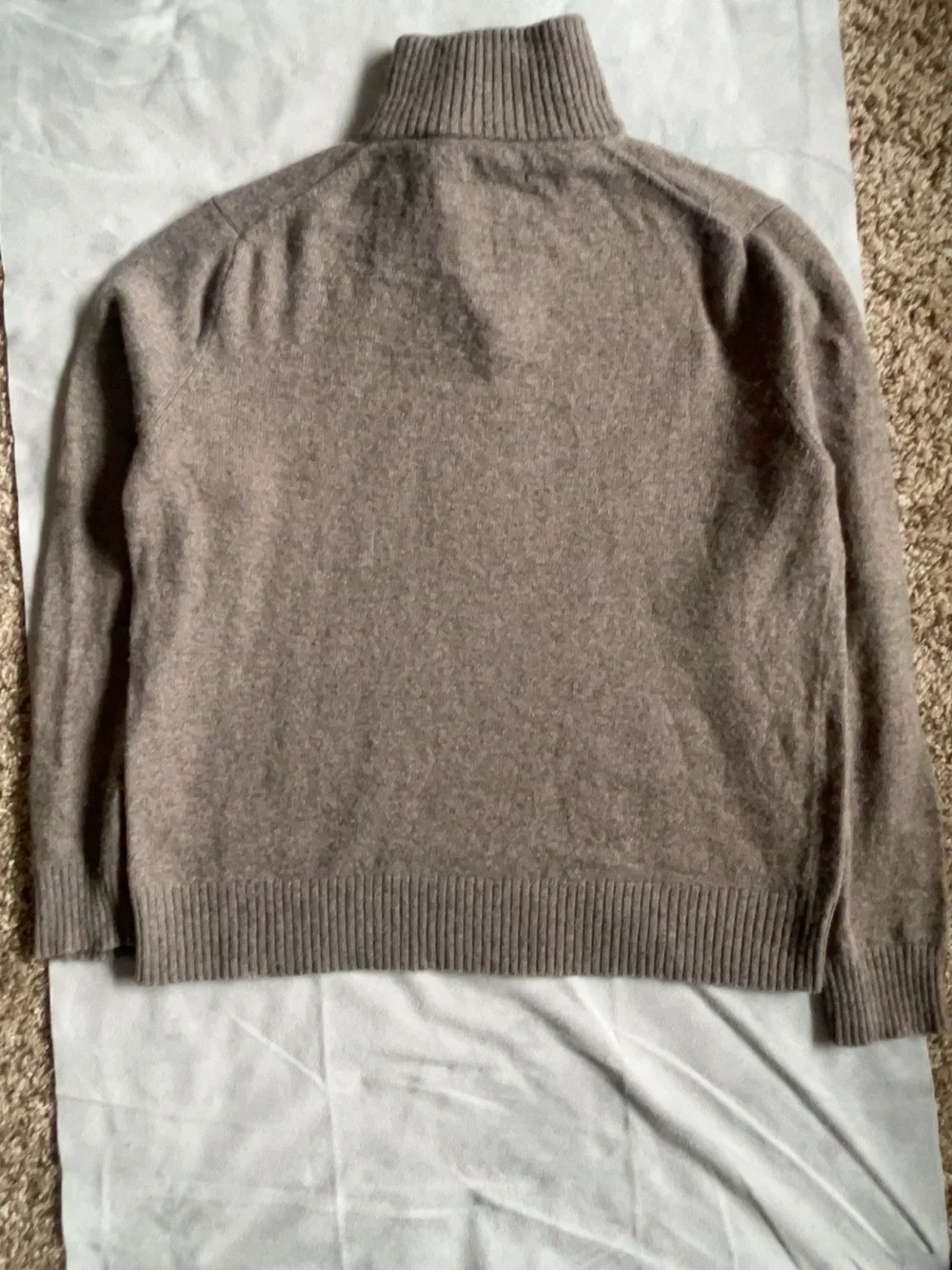J.Crew Mercantile Men’s L Lambswool Blend Quarter Zip Sweater Taupe Brown